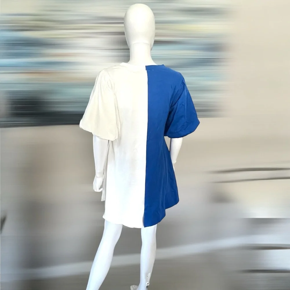 PEACH LOVE CALIFORNIA puff sleeve French terry dress S M L - Picture 8 of 9